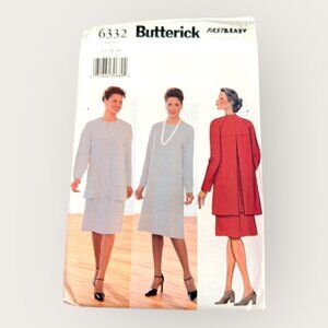 Vintage 1990s Butterick Sewing Pattern 6332 Misses Jacket Dress Size 12-16